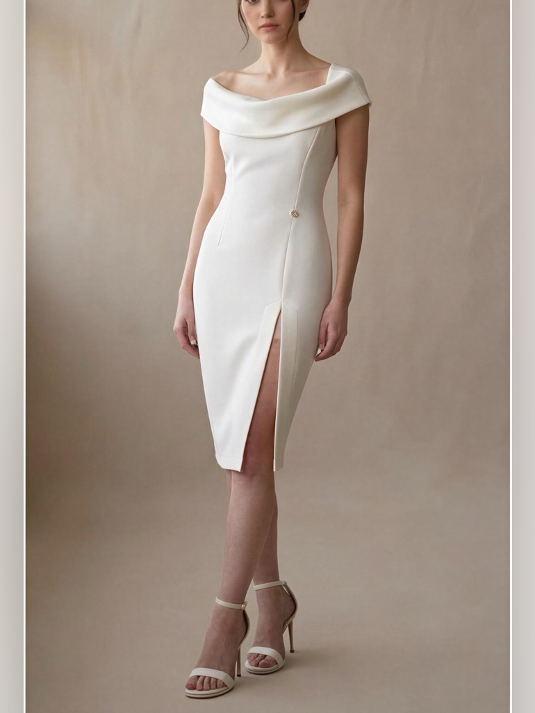 Bronx & Banco White/Ivory Montreal Mini Off Shoulder Cut Out Back Bridal Us 2